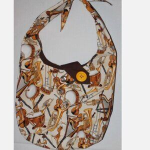 Cloth Shoulder Bag Musical Instrument Print Musician Slouchy Hobo Bag Boho